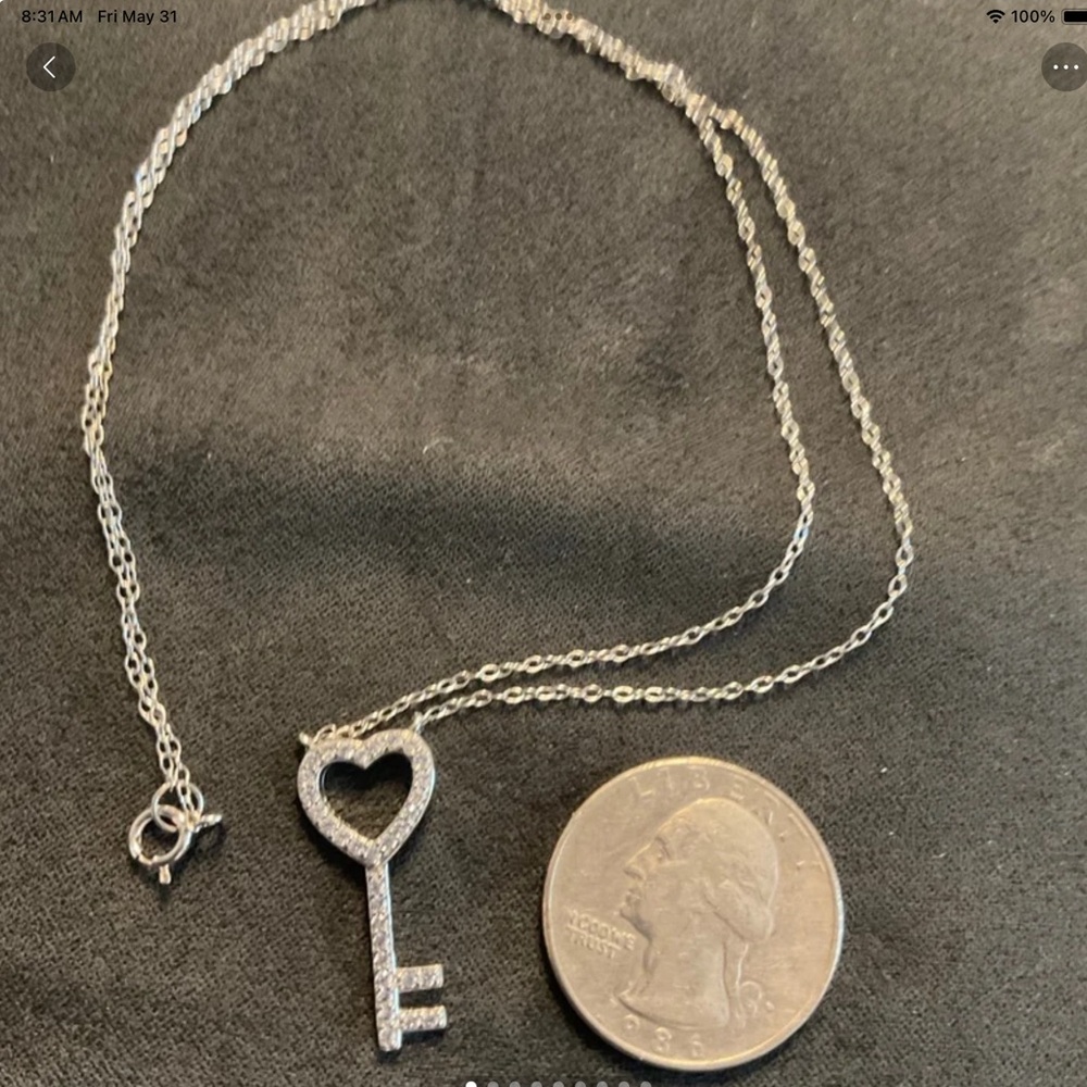 Sterling Silver 18" Heart Key Necklace. Retail $74.98 Valentines Day